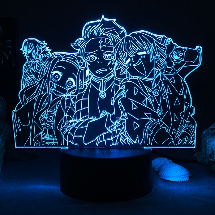 Demon Slayer Kimets 3D night light USB touch switch colorful acrylic table lamp BLACK BASE 90-19