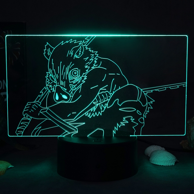 Demon Slayer Kimets 3D night light USB touch switch colorful acrylic table lamp BLACK BASE 90-26