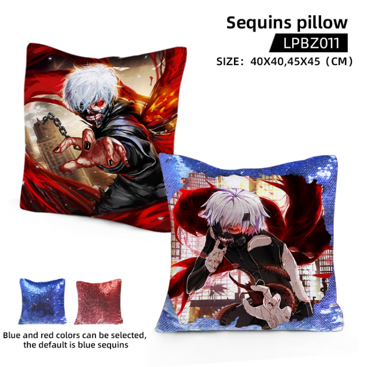 Tokyo Ghoul Animation sequins pillow 40X40CM Blue and red colors can be selected LPBZ011