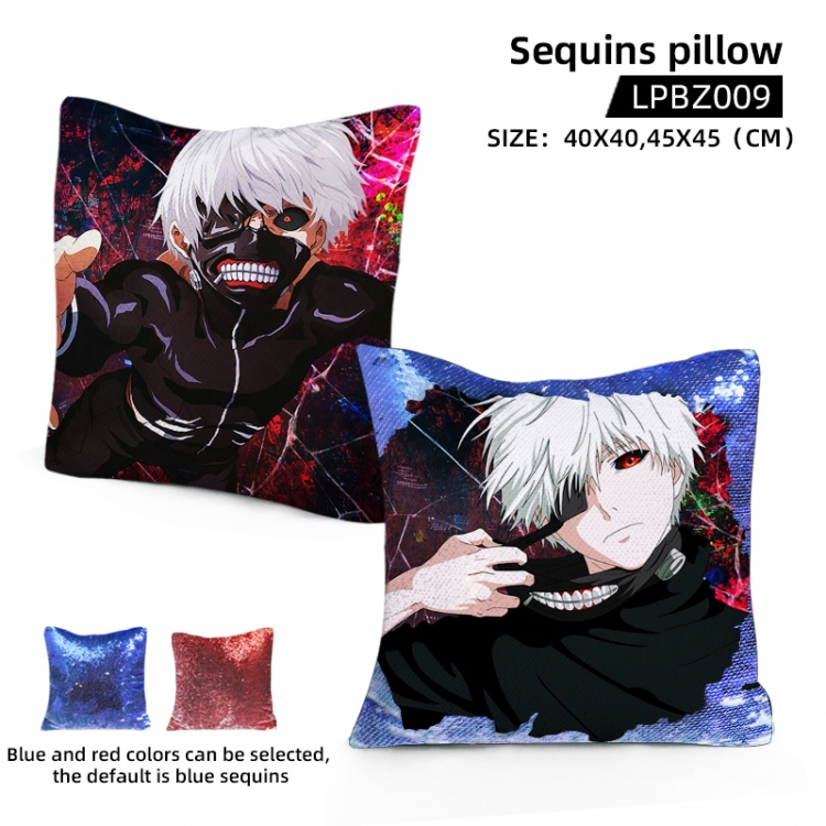 Tokyo Ghoul Animation sequins pillow 40X40CM Blue and red colors can be selected LPBZ009