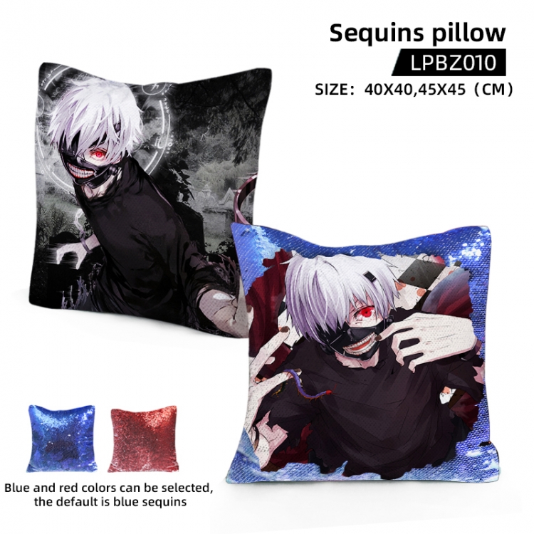 Tokyo Ghoul Animation sequins pillow 40X40CM Blue and red colors can be selected LPBZ010