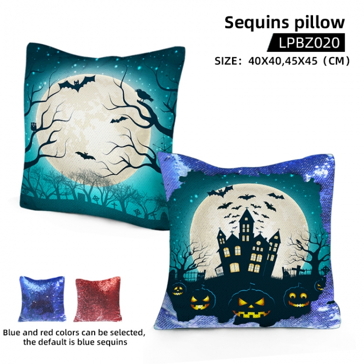 Halloween Holiday sequins pillow 40X40CM Blue and red colors can be selected LPBZ020