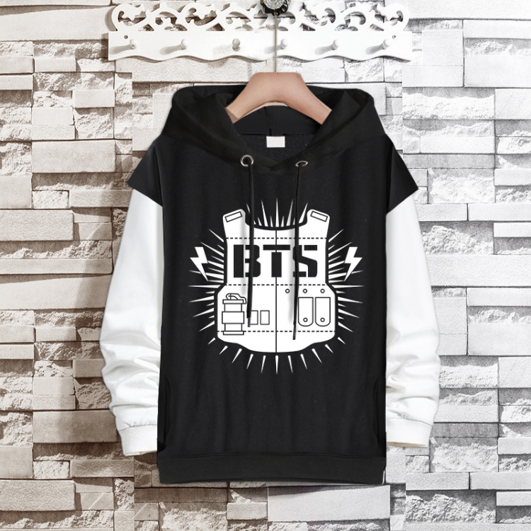 BTS  Movie star fake two-piece thick hooded sweater from S to 3XL