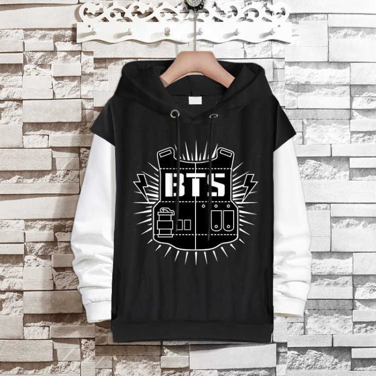 BTS  Movie star fake two-piece thick hooded sweater from S to 3XL