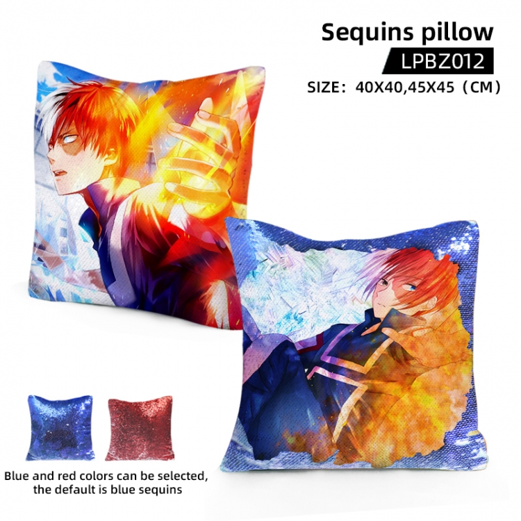 My Hero Academia  Animation sequins pillow 45X45CM Blue and red colors can be selected LPBZ012