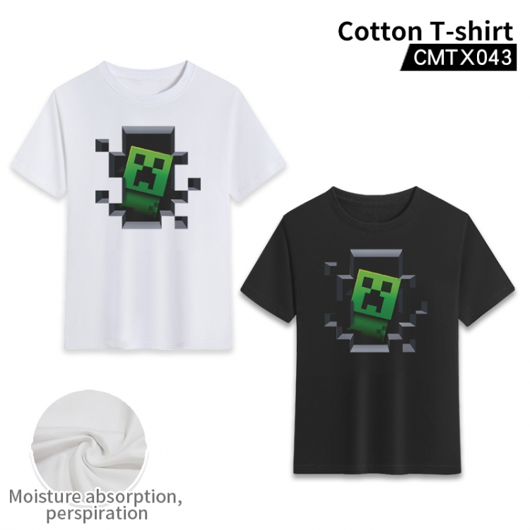 Minecraft Anime cotton color printing short-sleeved T-shirt fromXS to 3XL, black and white 2 colors available CMTX043