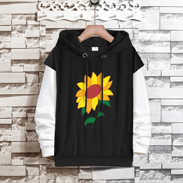 WONDER EGG PRIORITY   Anime fake two-piece thick hooded sweater from S to 3XL