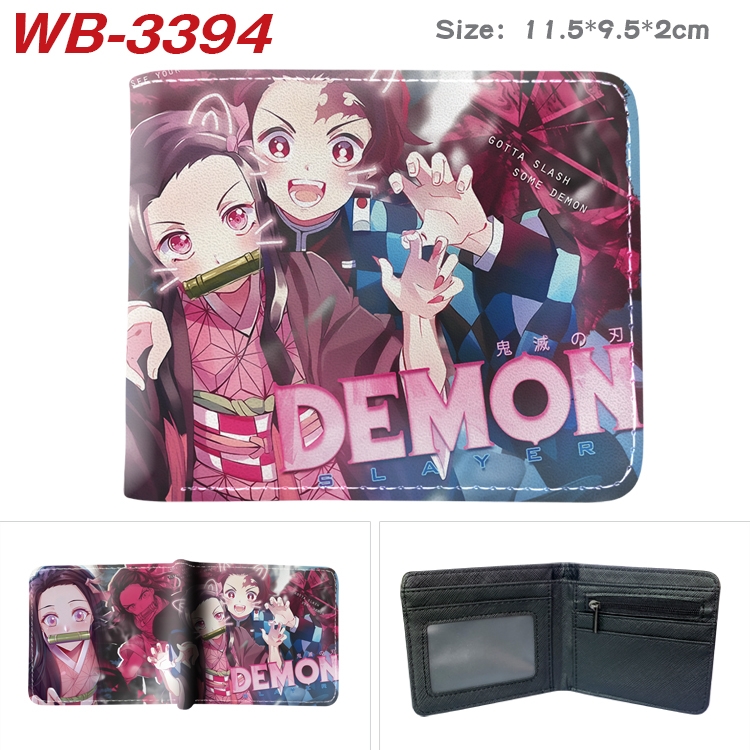 Demon Slayer Kimets Anime pu half-fold wallet 11.5X9X2CM WB-3394A