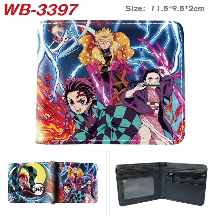 Demon Slayer Kimets Anime pu half-fold wallet 11.5X9X2CM WB-3397A