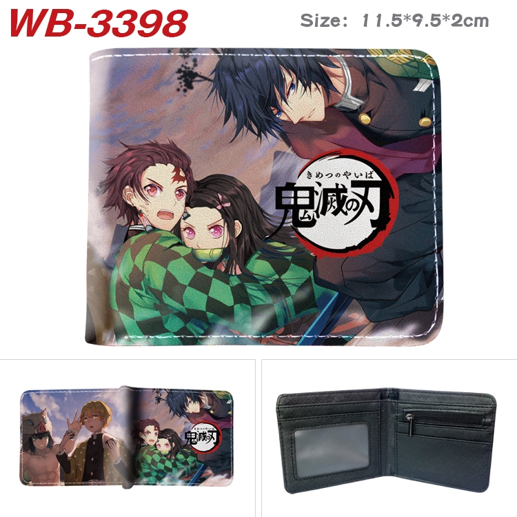 Demon Slayer Kimets Anime pu half-fold wallet 11.5X9X2CM WB-3398A