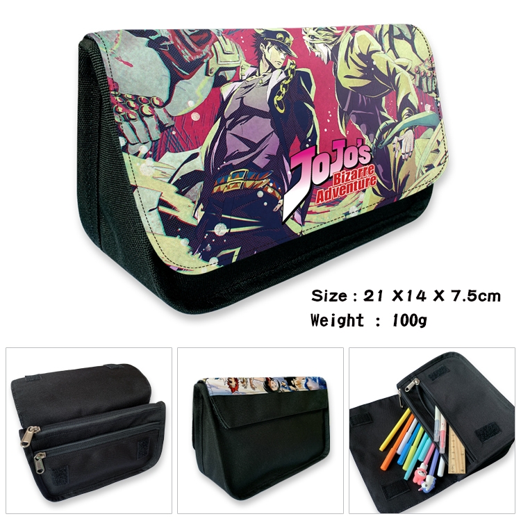 JoJos Bizarre Adventure Velcro canvas zipper pencil case Pencil Bag 21×14×7.5cm