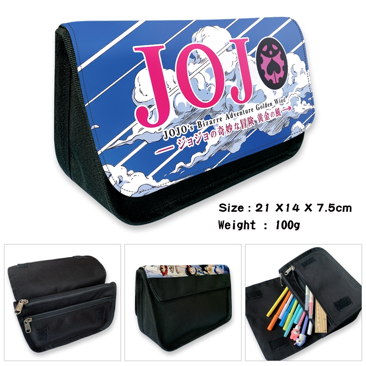 JoJos Bizarre Adventure Velcro canvas zipper pencil case Pencil Bag 21×14×7.5cm