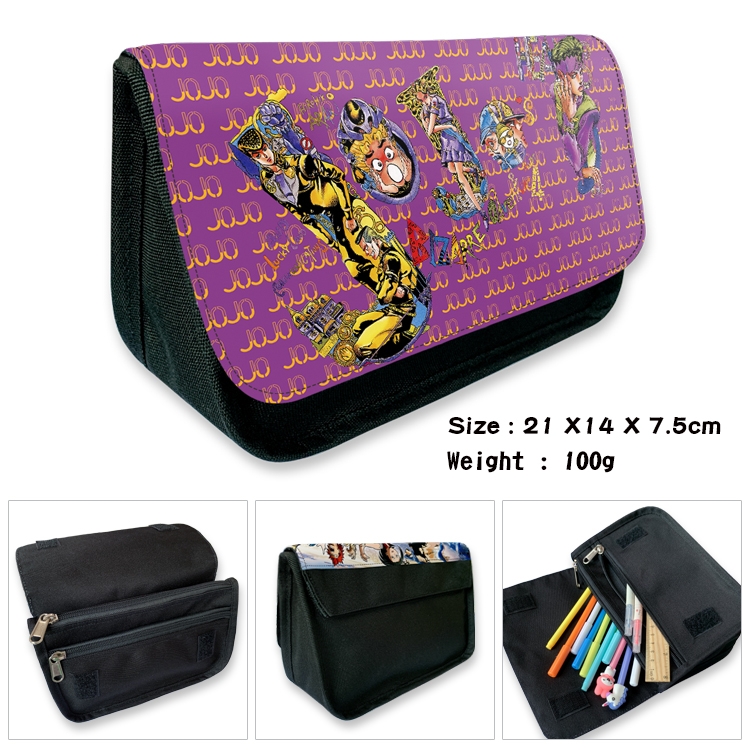 JoJos Bizarre Adventure Velcro canvas zipper pencil case Pencil Bag 21×14×7.5cm