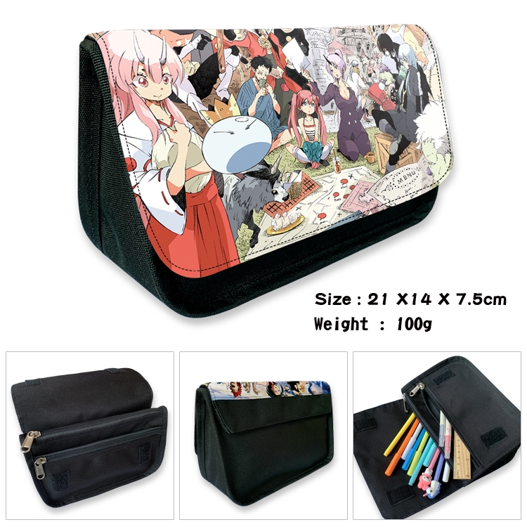 That Time I Got Slim Velcro canvas zipper pencil case Pencil Bag 21×14×7.5cm