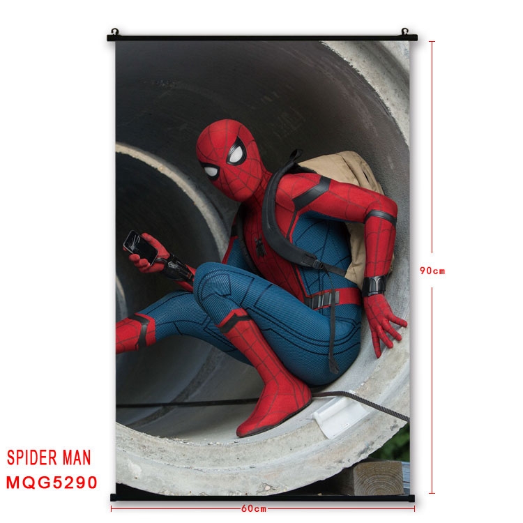 Spiderman black Plastic rod Cloth painting Wall Scroll 60X90CM  MQG-5290