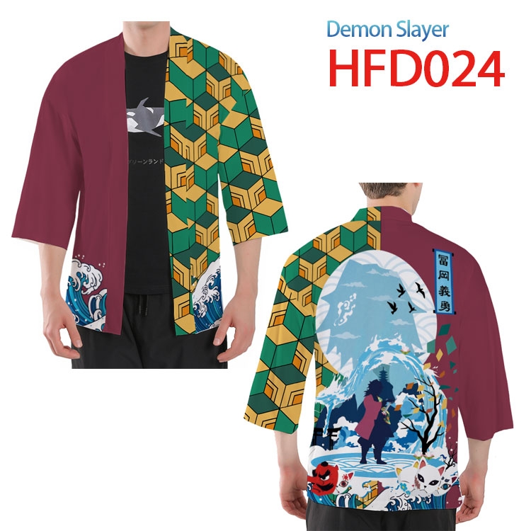 Demon Slayer Kimets  Anime peripheral full-color short kimono from S to 4XL HFD-024