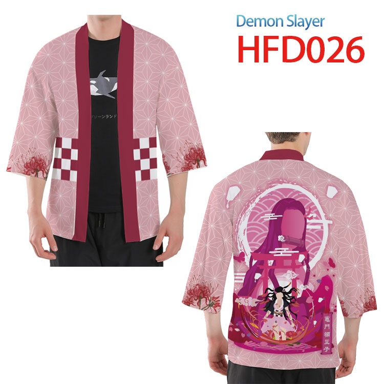 Demon Slayer Kimets  Anime peripheral full-color short kimono from S to 4XL HFD-026