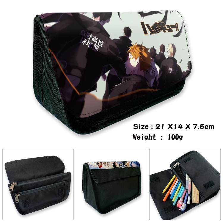 Haikyuu!! Velcro canvas zipper pencil case Pencil Bag 21×14×7.5cm