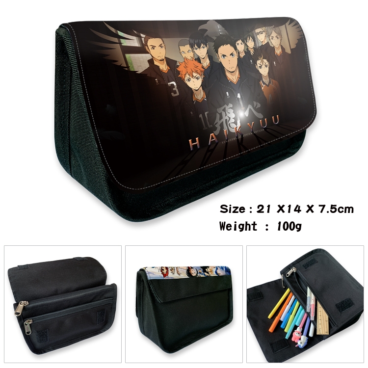 Haikyuu!! Velcro canvas zipper pencil case Pencil Bag 21×14×7.5cm