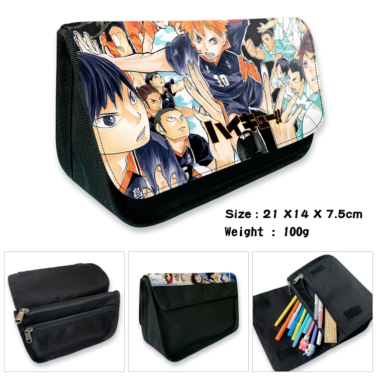 Haikyuu!! Velcro canvas zipper pencil case Pencil Bag 21×14×7.5cm