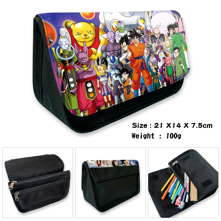 DRAGON BALL Velcro canvas zipper pencil case Pencil Bag 21×14×7.5cm