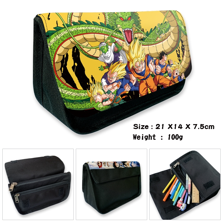 DRAGON BALL Velcro canvas zipper pencil case Pencil Bag 21×14×7.5cm