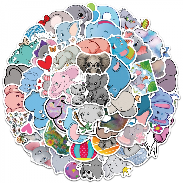  Elephant Doodle stickers Waterproof stickers a set of 50 price for 5 sets