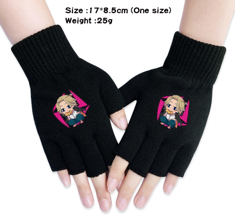 Tokyo Revengers Anime knitted half finger gloves 17X8.5CM