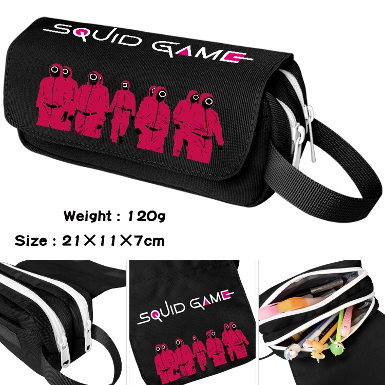 Squid Game  Portable waterproof double-layer pencil case Pencil Bag  20x11x7cm 