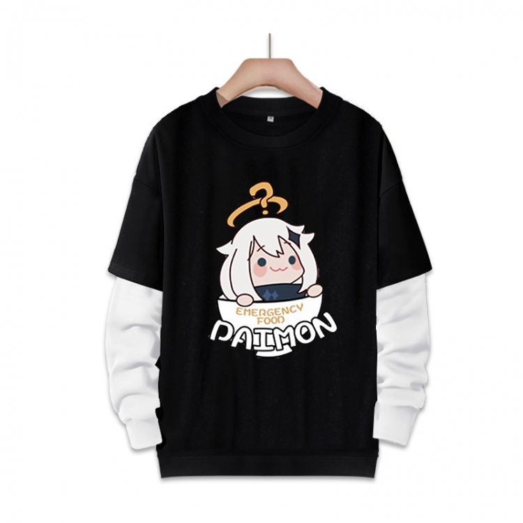 Genshin Impact   Anime fake two-piece thick round neck sweater from S to 3XL