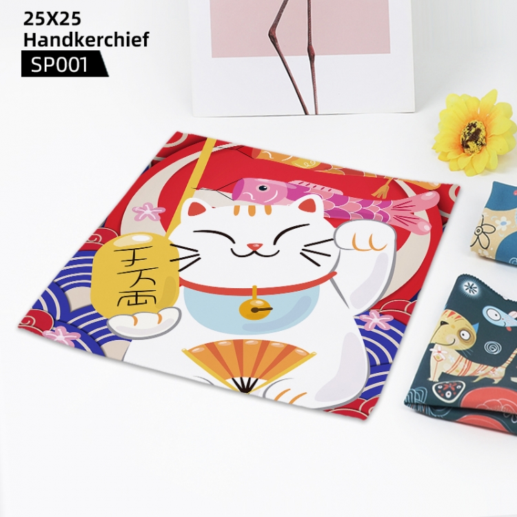 Lucky Cat Personalized Handkerchief 25x25cm can be customized SP001