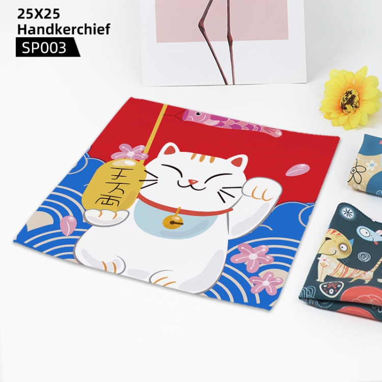 Lucky Cat Personalized Handkerchief 25x25cm can be customized SP003