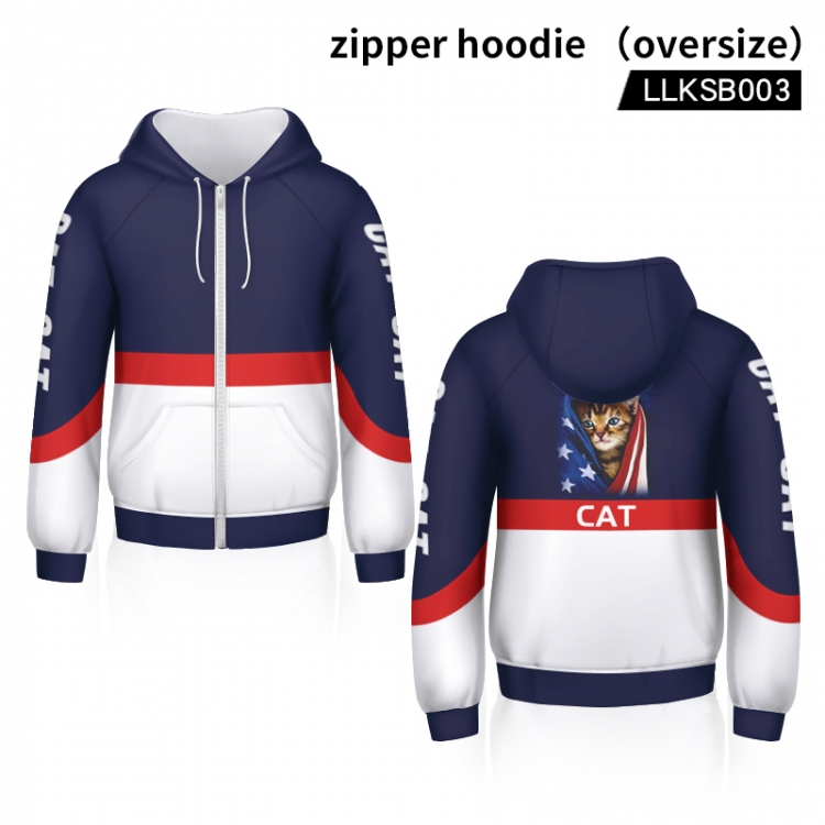 cat zipper sweater (oversize) Support customized pictures LLKSB003