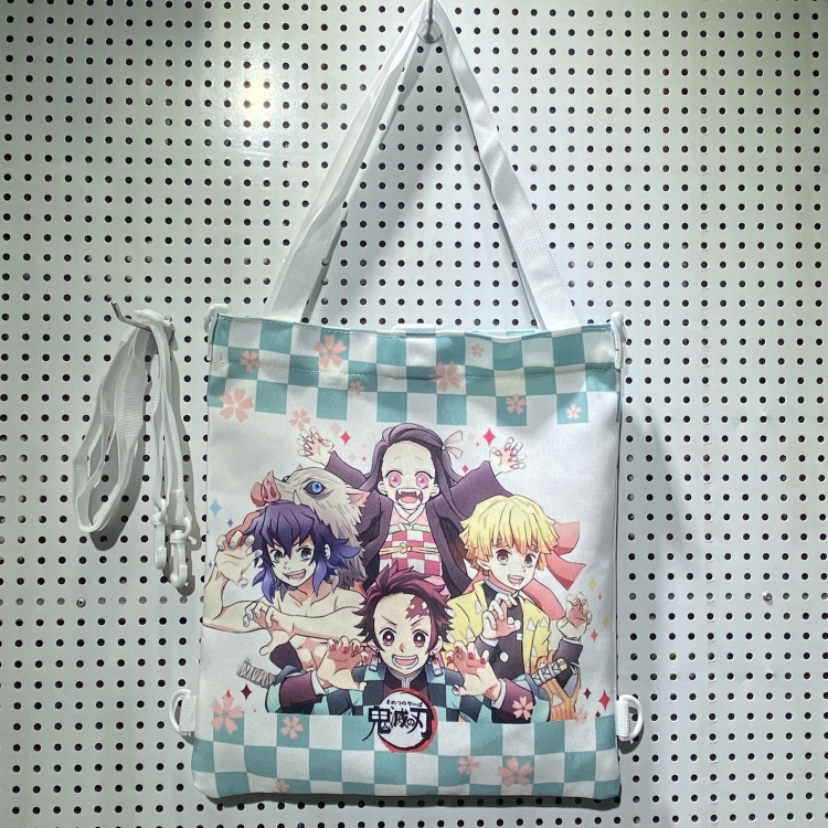 Demon Slayer Kimets Double-sided color picture canvas shoulder bag storage bag 33X32cm