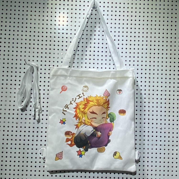 Demon Slayer Kimets Double-sided color picture canvas shoulder bag storage bag 33X32cm