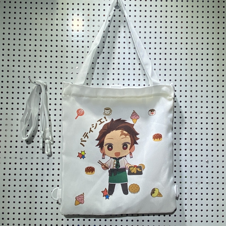 Demon Slayer Kimets Double-sided color picture canvas shoulder bag storage bag 33X32cm