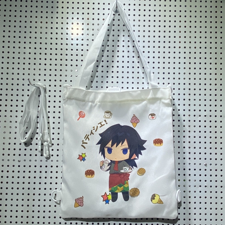 Demon Slayer Kimets Double-sided color picture canvas shoulder bag storage bag 33X32cm