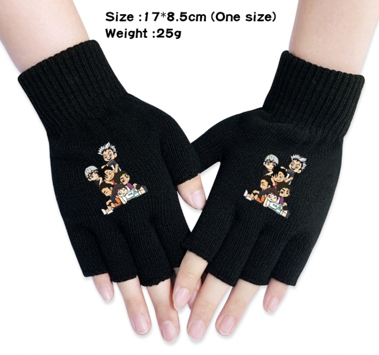 Haikyuu!!  Anime knitted half finger gloves 17x8.5cm