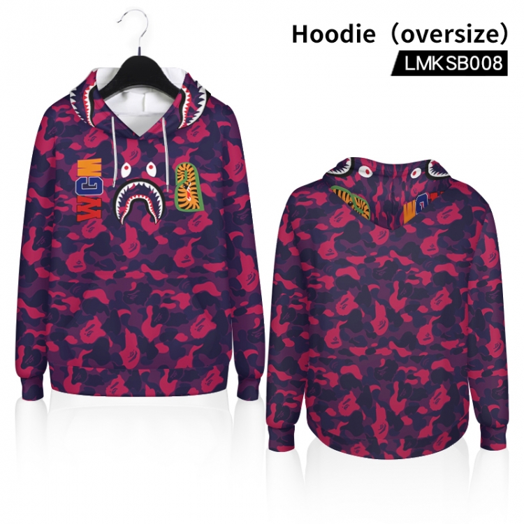 Camouflage Shark Anime Hooded Sweatshirt oversize LMKSB008