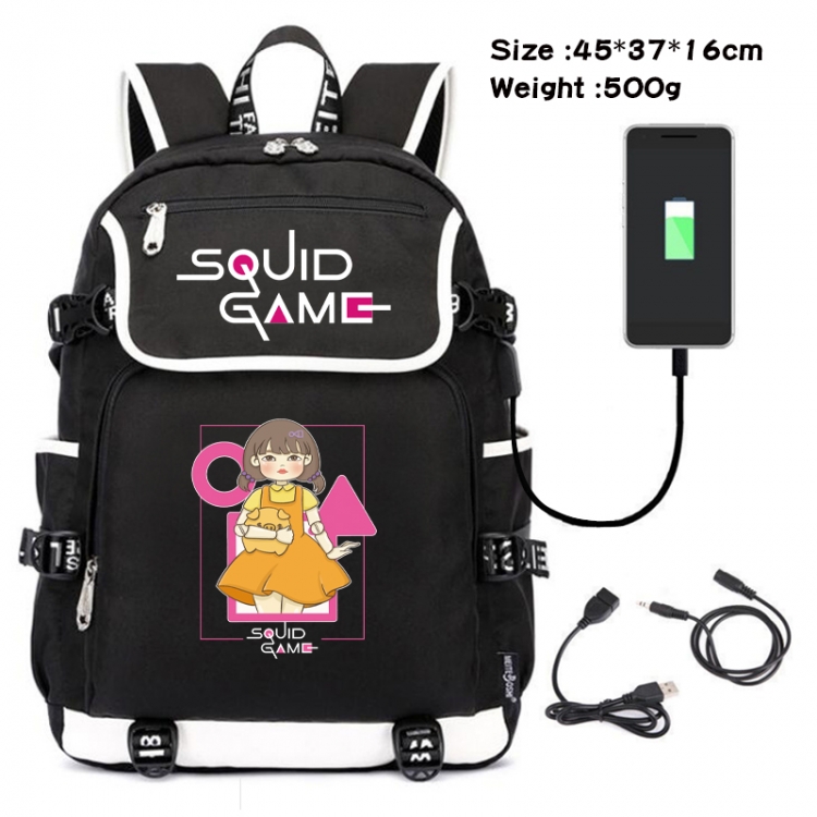 Squid game Top and bottom data backpack student school bag 45X37X16CM