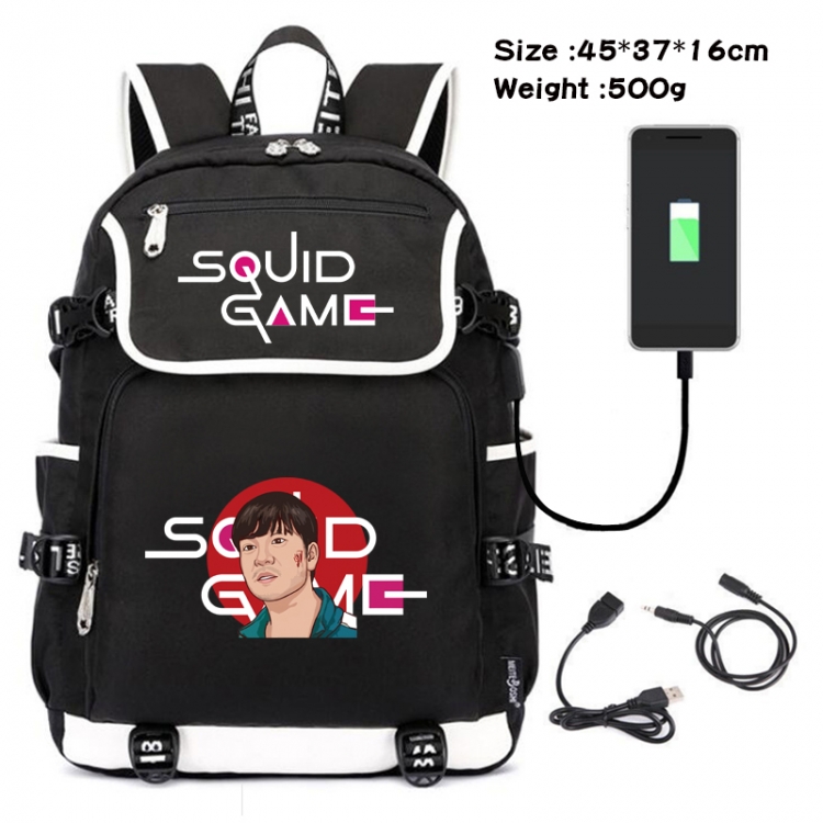 Squid game Top and bottom data backpack student school bag 45X37X16CM