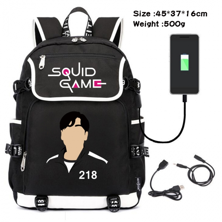 Squid game Top and bottom data backpack student school bag 45X37X16CM