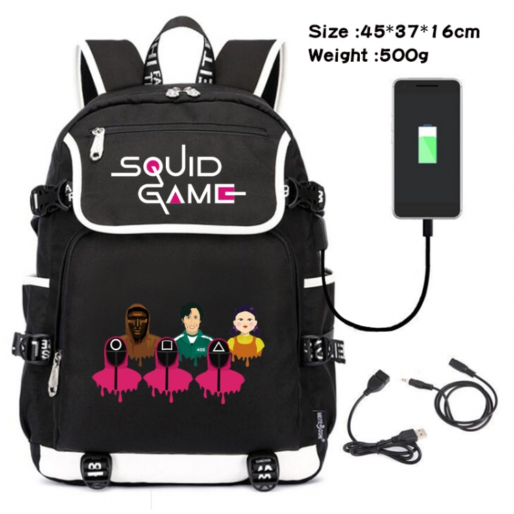 Squid game Top and bottom data backpack student school bag 45X37X16CM