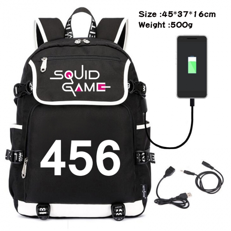 Squid game Top and bottom data backpack student school bag 45X37X16CM