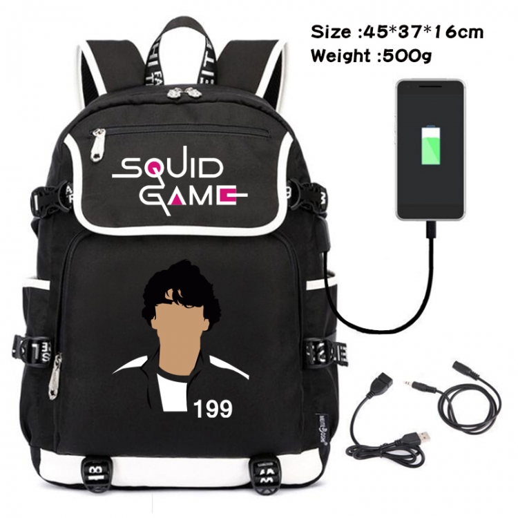 Squid game Top and bottom data backpack student school bag 45X37X16CM