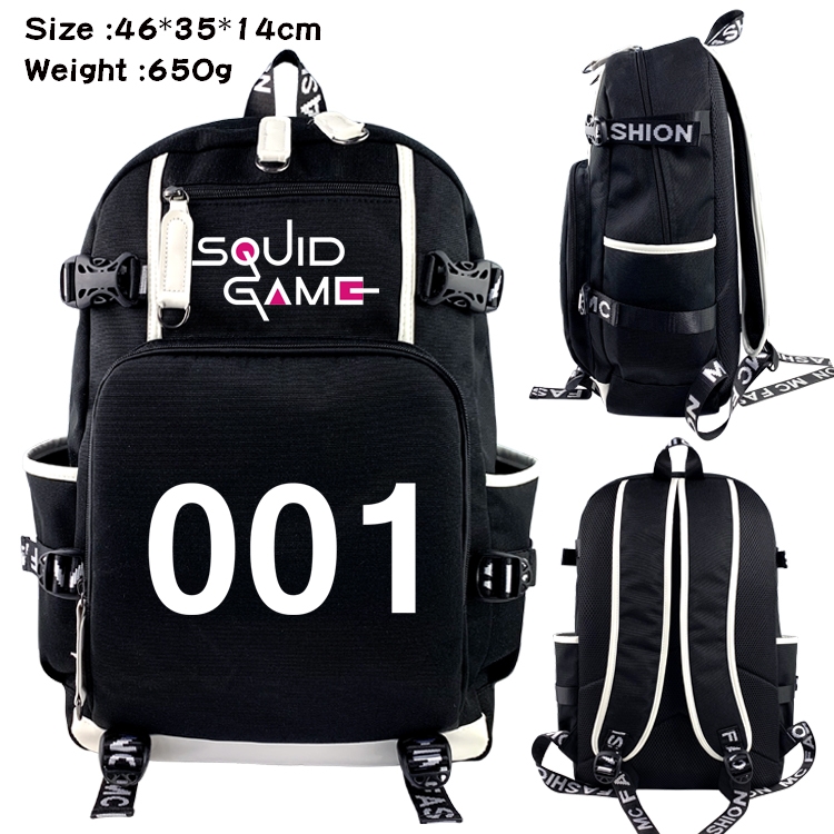 Squid game Anime trend canvas backpack bag 46X35X14CM