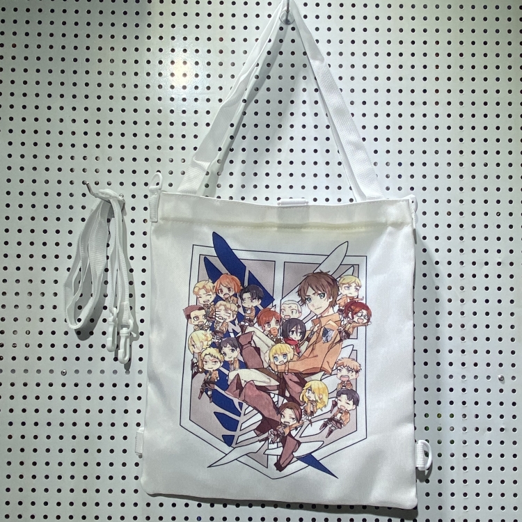 Shingeki no Kyojin Double-sided color picture canvas shoulder bag storage bag 33X32cm