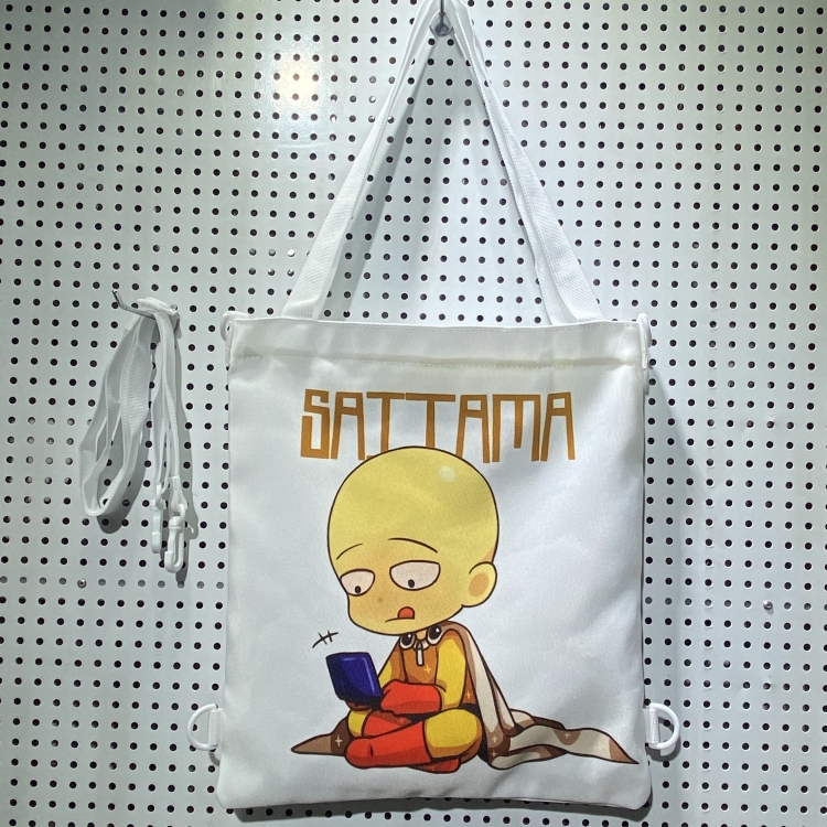 One Punch Man Double-sided color picture canvas shoulder bag storage bag 33X32cm