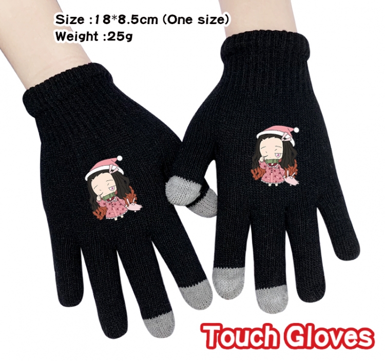 Demon Slayer Kimets Anime knitted full finger gloves 18X8.5CM