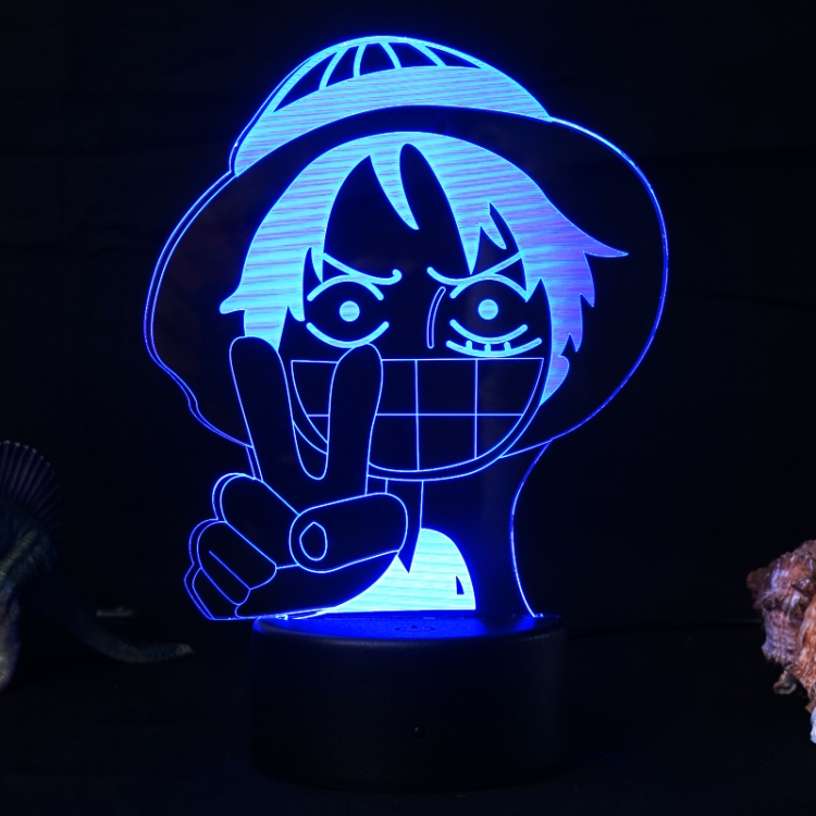 One Piece 3D night light USB touch switch colorful acrylic table lamp BLACK BASE